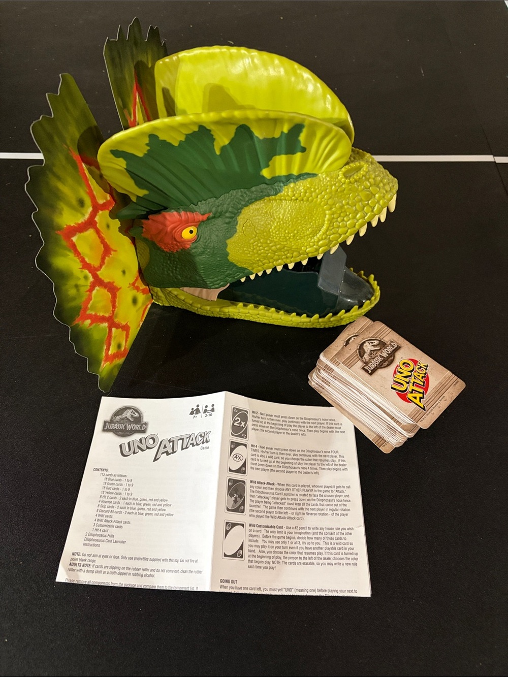 Mattel Jurassic World Dilophosaurus Head Accessory - Green, Yellow, Red